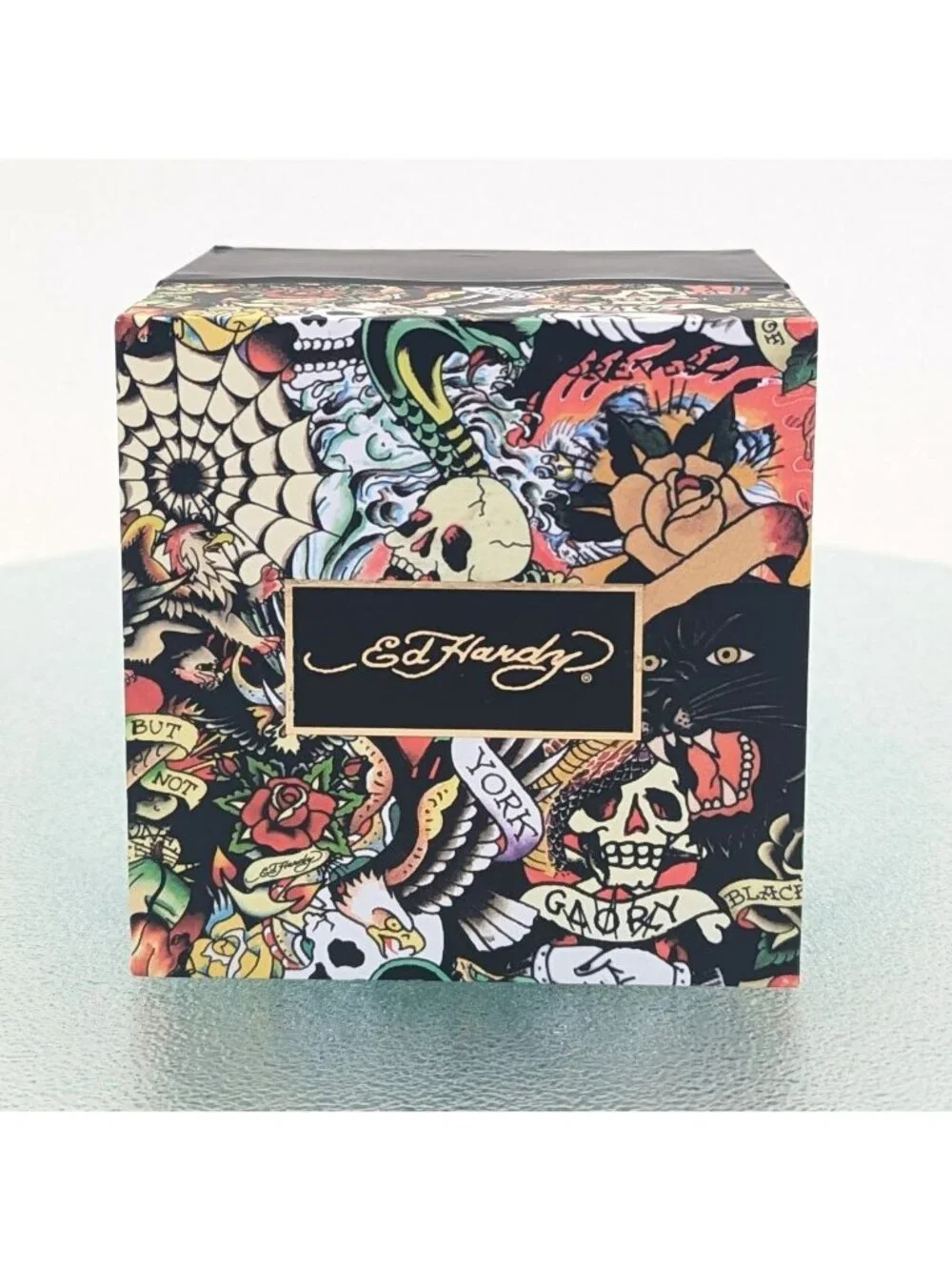 Ed Hardy Mens Black Dial Watch Rhinestone Bezel w Silicone Band NIB